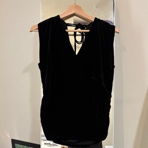 LOFT Black Velvet Sleeveless V-Neck Tank Large